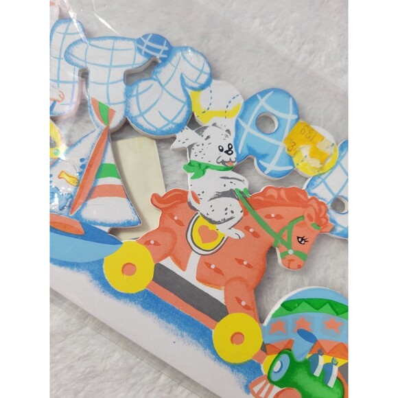 Fibrecraft NOS Vintage "It's a Boy" Greeting Scene Decorative Sign 12" x 4" - Picture 5 of 7